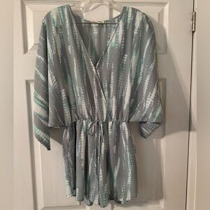 Peach Love California Gray, Blue & Green Romper